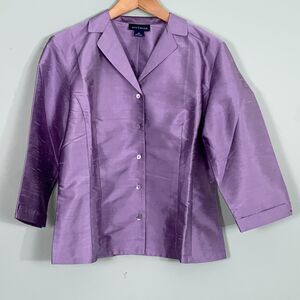Blouse En Soie Violette Ann Taylor Sans Manches Avec Volants - Taille PXS (très Petite), Occasion
